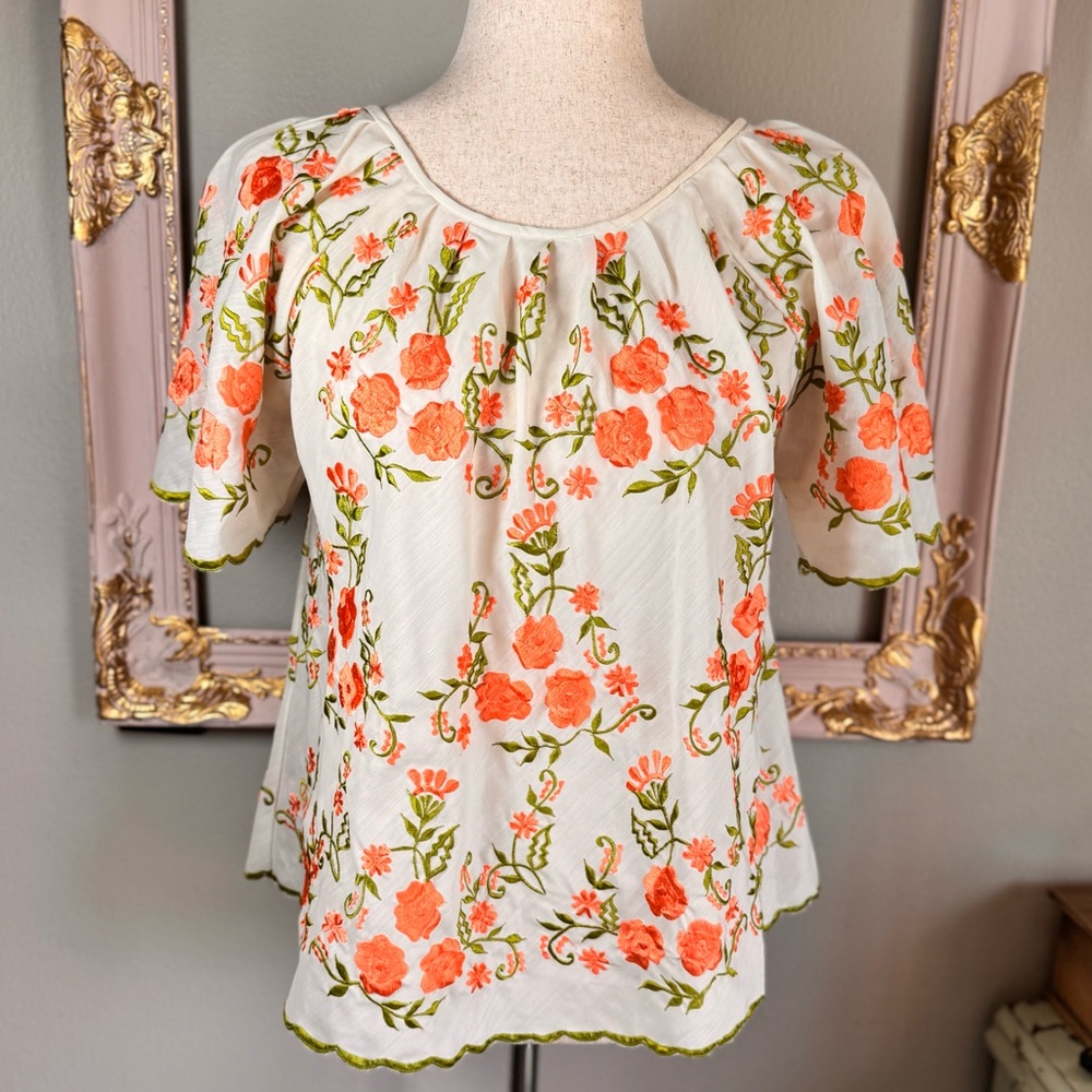 Vintage Boho Hippie Chic Hand Embroidered Hand Made Top